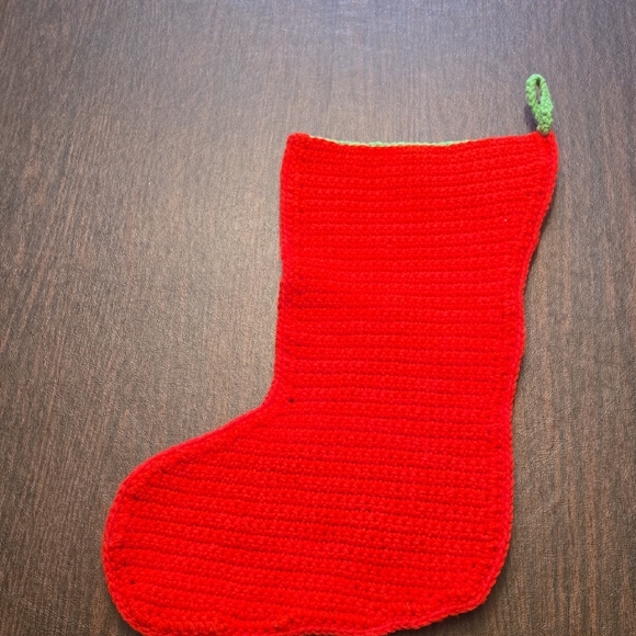 Red and Green Knit Christmas Stocking - Picture 2 of 7